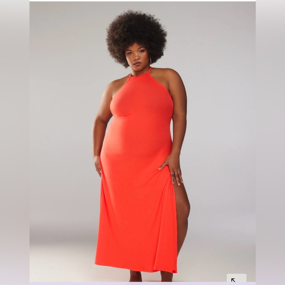 New w/Tags Savage x Fenty Red/Orange Mist Rib Essentials Maxi Slip Dress Size 1X